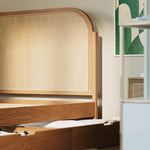 Kopfteil aus geflochtenem Rattan, Mit Schubladen