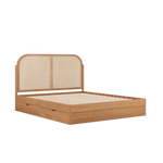 Kopfteil aus geflochtenem Rattan, Mit Schubladen