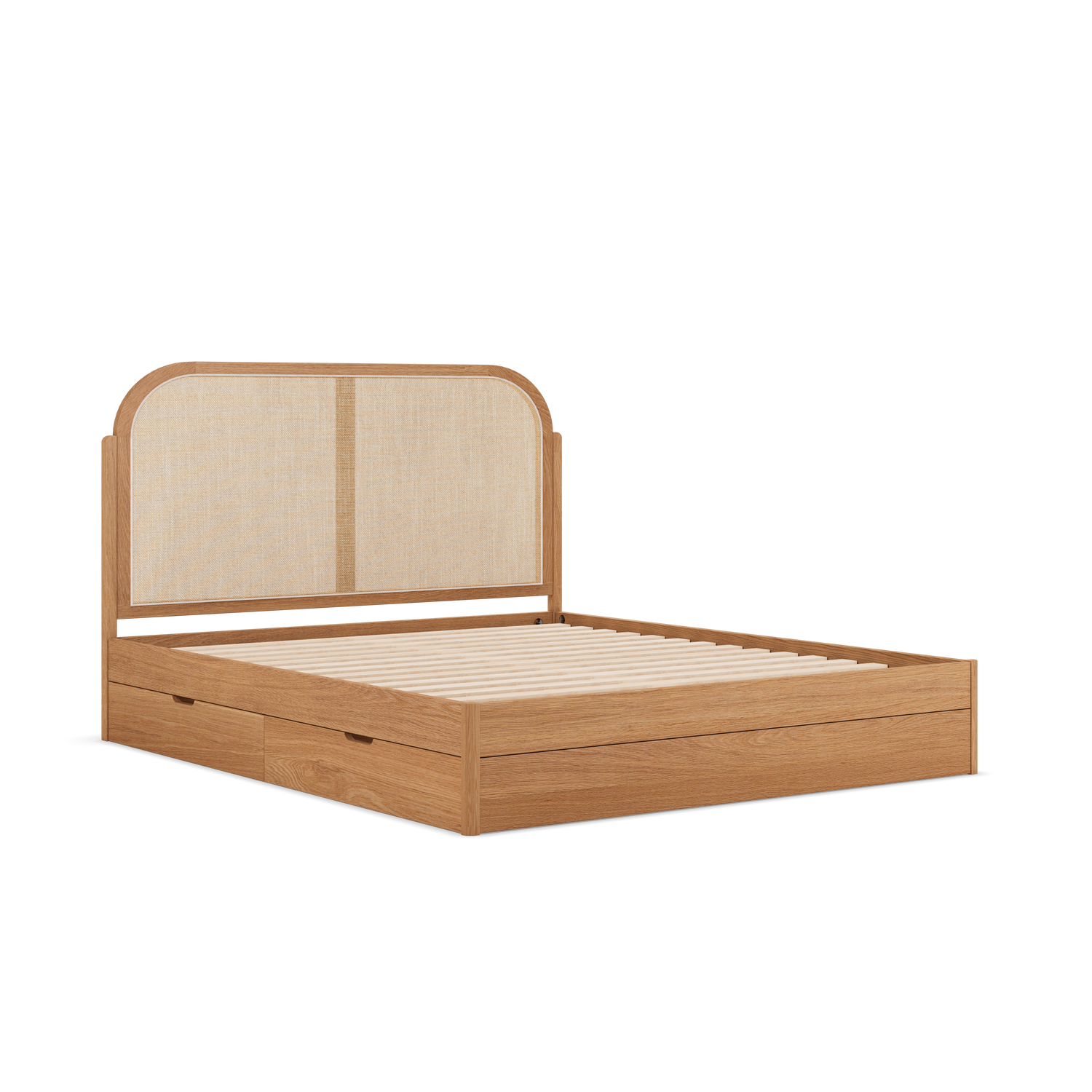 Kopfteil aus geflochtenem Rattan, Mit Schubladen