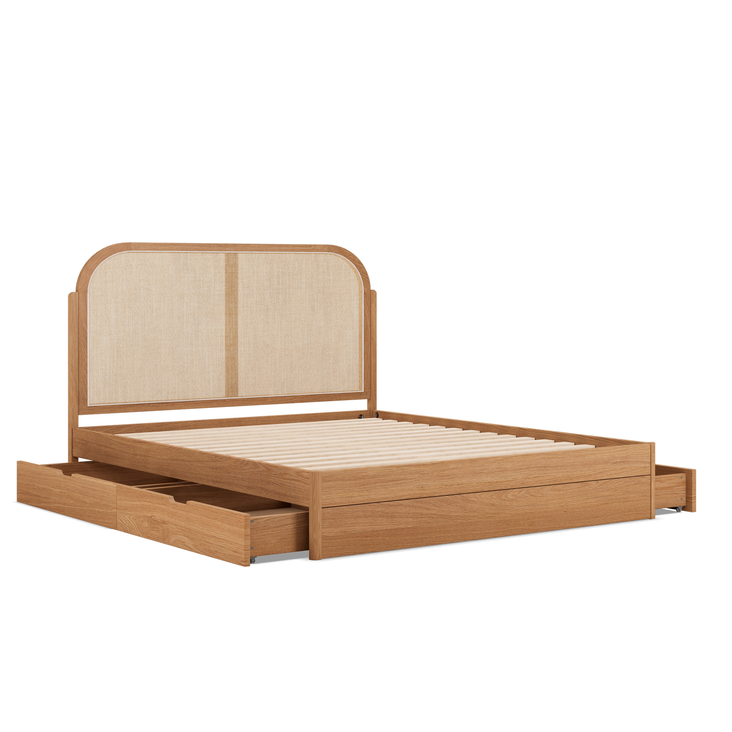 Kopfteil aus geflochtenem Rattan, Mit Schubladen