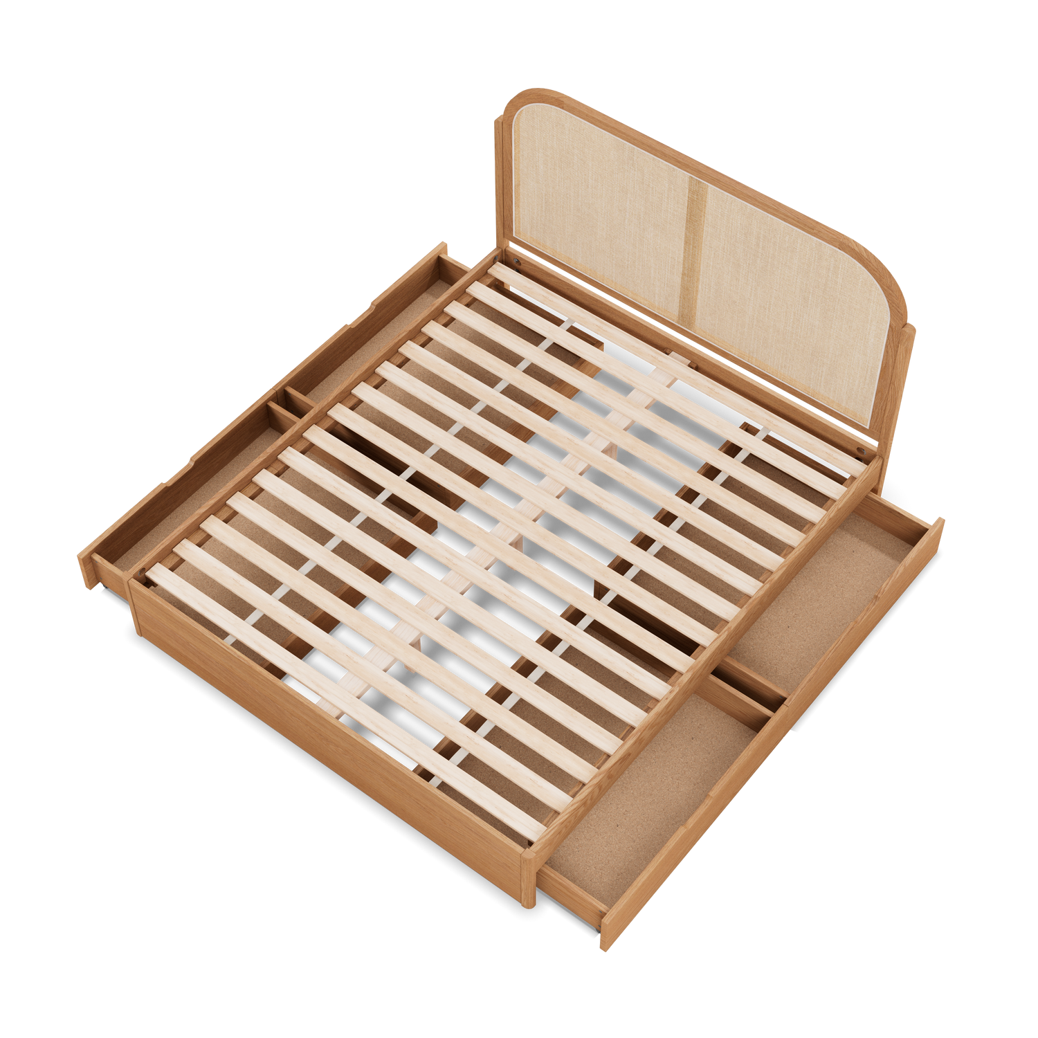 Kopfteil aus geflochtenem Rattan, Mit Schubladen