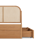 Kopfteil aus geflochtenem Rattan, Mit Schubladen