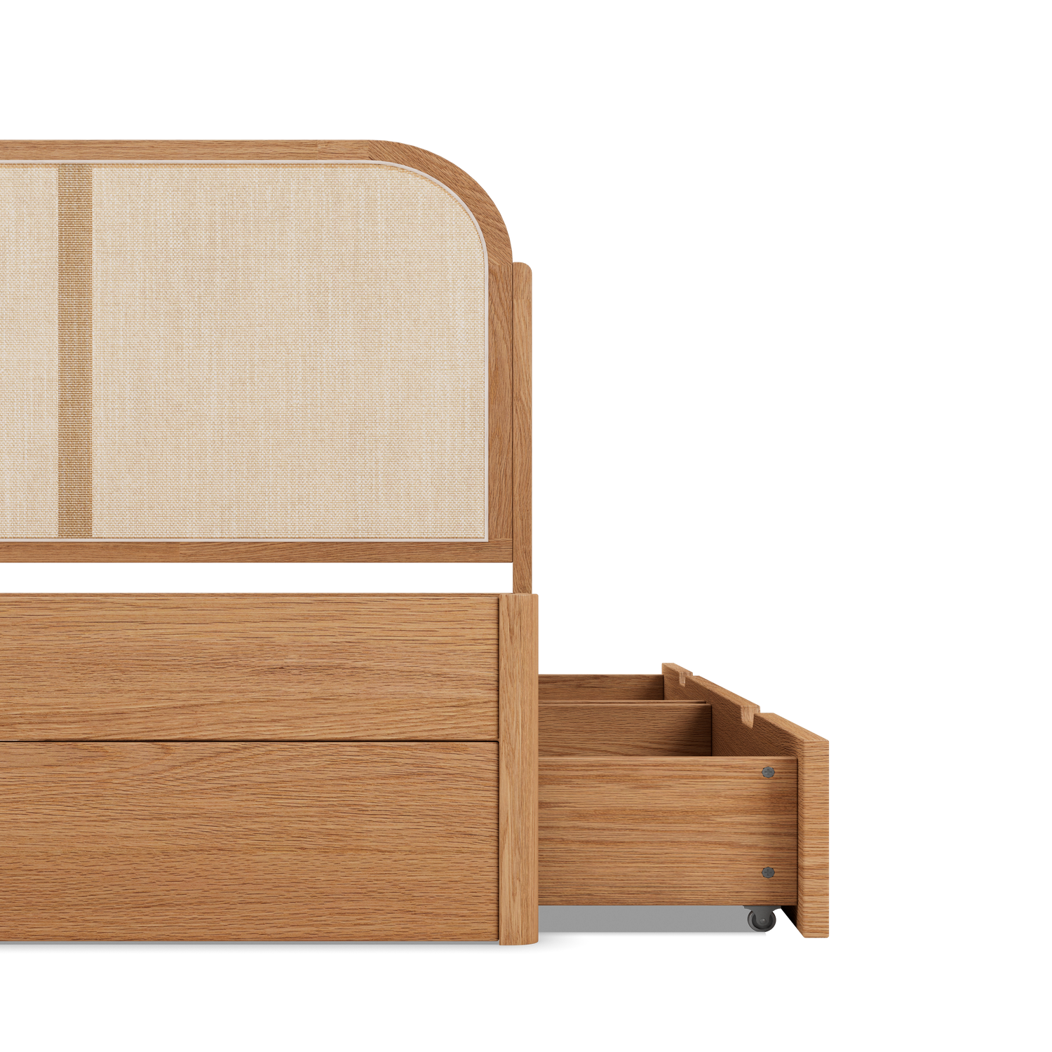 Kopfteil aus geflochtenem Rattan, Mit Schubladen