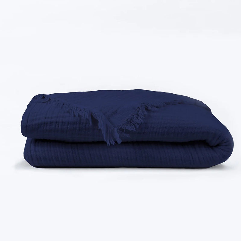 Plaid mit Fransen aus Baumwoll-Gaze